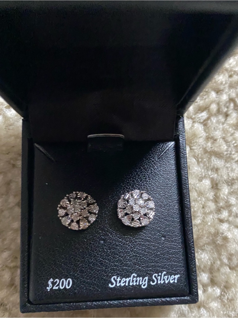 Macy's Sterling Silver Clear Crystal Floral Cluster Stud Earrings